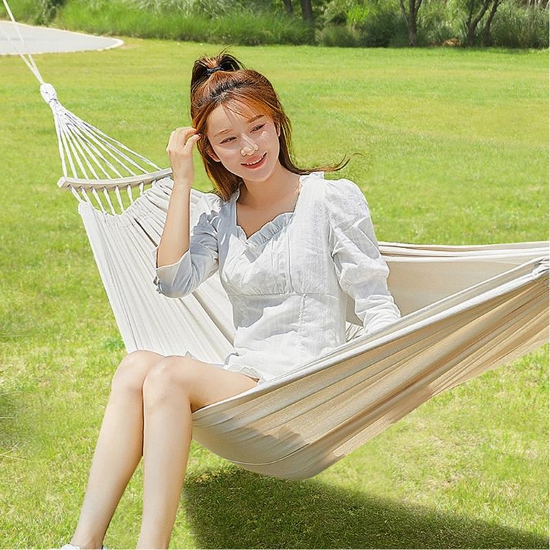 Double Hammock Swing Bed, Thickened Fabric Soft Canvas, Portable Travel Hanging Hammock for Camping and Outdoor, Large