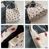 Lovely Strawberry Women's Shoulder Bag Large Capacity Female Corduroy Shopping Bags Travel Female Underarm Tote Handbags