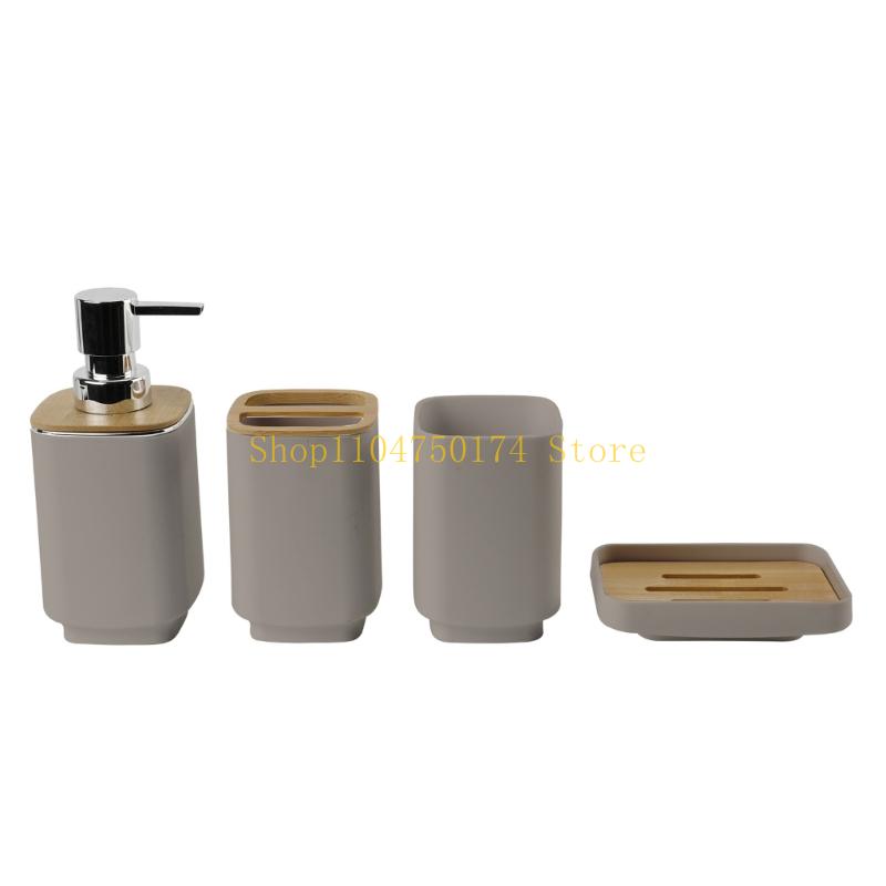 

Bamboos Bathroom Accessory Set Square Designs Toothbrush Rack Soap Box top sale