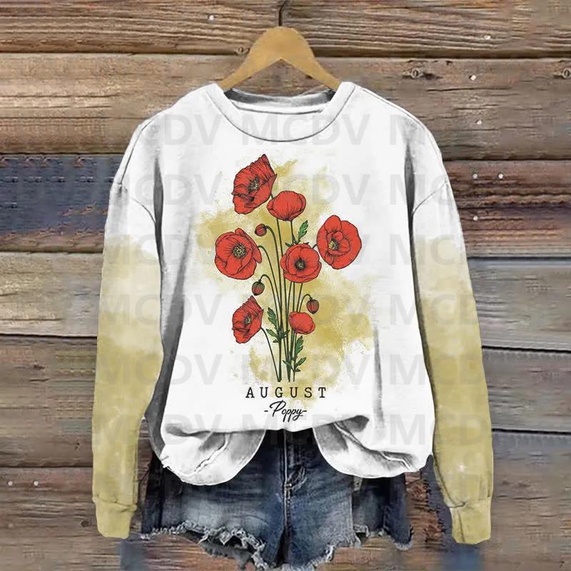 Lily Of The Valley Ombre Print Crew Neck Sweatshirt 3D Printed Women Casual Pullover