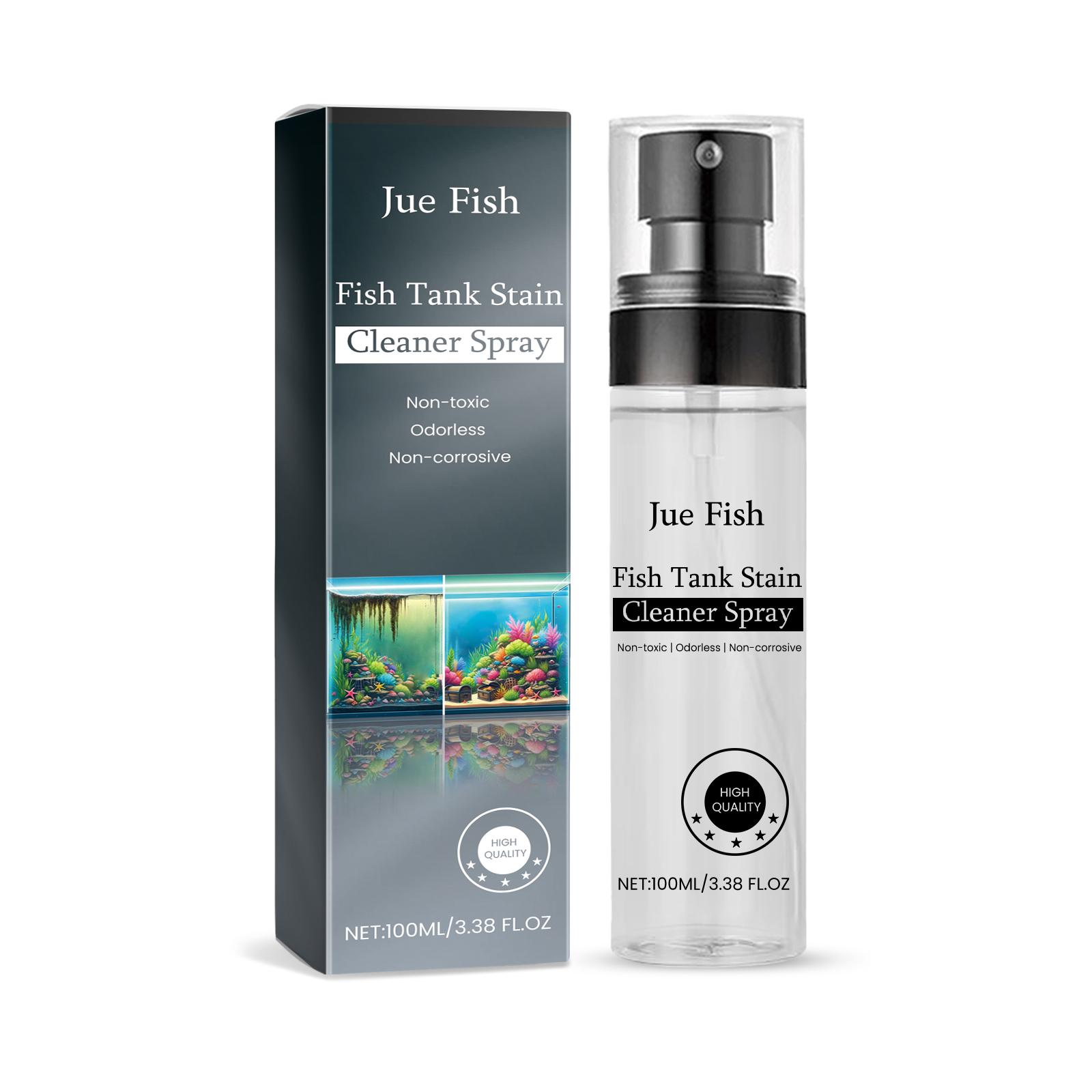 Jue-Fish Aquarium Stain Cleaning Spray 100ml: Safe, residue-free, fish-friendly, aquarium cleaning and descaling spray.