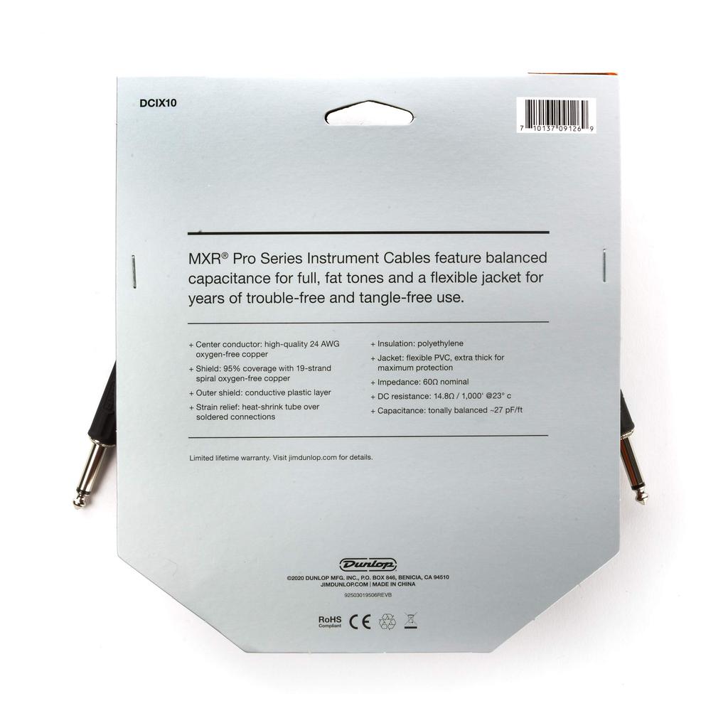 MXR DCIX10 Pro Series 10 Feet Pro Series Instrument Cable Cable, (3 Meters) S/S