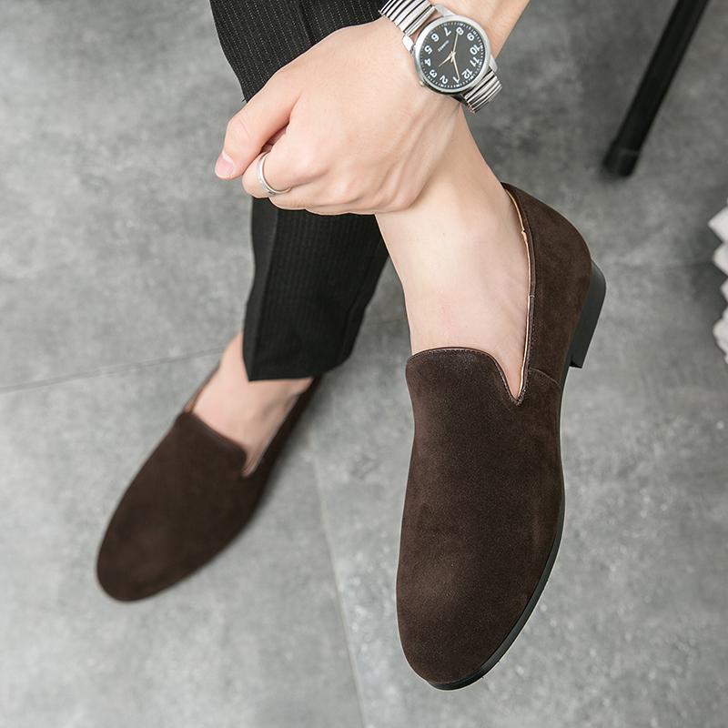 Fashion Suede Leather Shoes Men Mules Classic Business For Male Luxury Driving Shoes Men Loafers Design Shoes Slip-On Men Dress Shoes