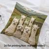 2d Flat Printing, Super Soft Short Plush Pillowcase, Double  Alpaca Farm Has the Feel, Non-real Embroidery, Suitable for Sofa, Living Room