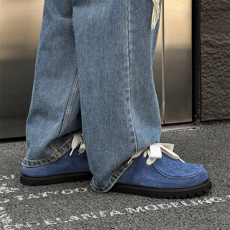 

Новый мужской замшевый модный тренд ретро повседневная обувь кожаная обувь британские низкие мужские 131204 синий-J 38 синий