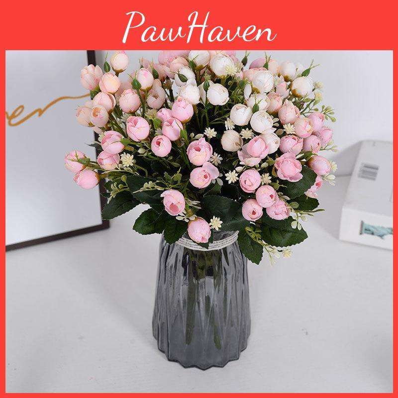 Malá růže simulovaná kytice vícehlavý květ poupě svatba hotel domácí dekorace