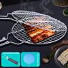Grillkorb Faltbar Tragbar Edelstahl BBQ Grillkorb mit Griff für Fisch Gemüse Garnelen Kochzubehör