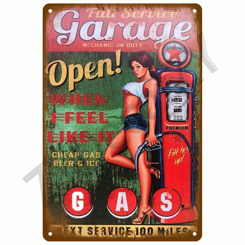 Vintage Metal Sign for Garage Gas Oil Spark Plug Tyre Service  Man Cave Club Bar Home Wall Decor Art Tin Sign Decorative Plaque