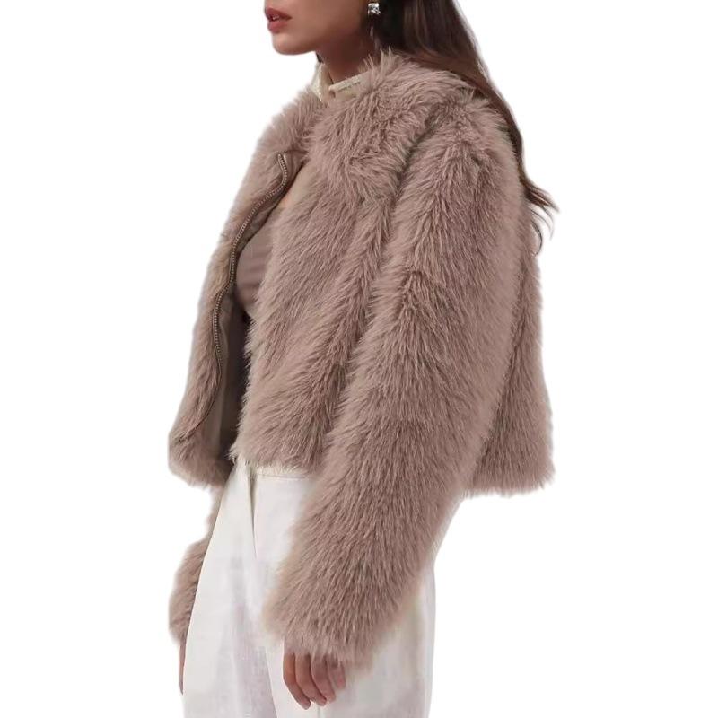 Europe, America, Autumn and Winter Imitation Fox Hair Warm Fur Coat Women's Short Small Lapel Toka Hair Artificial Fur