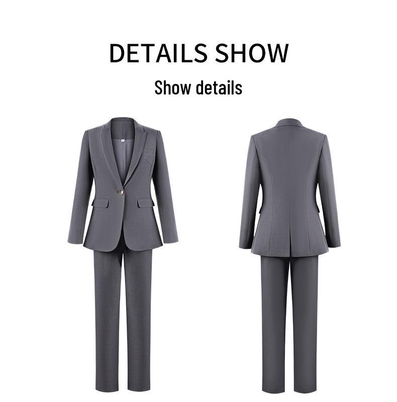 2024 Women's Gray Professional Suit Set - Spring/Autumn High-End Jacket for Workplace, Commute, or Interview