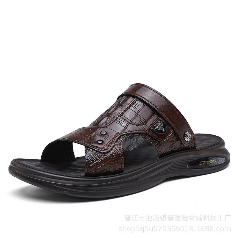 

Сандалии двойного назначения мужские папины кроссовки новые мужские сандалии модная обувь универсальная мужская кожаная платформа пляжная обувь 44 коричневый