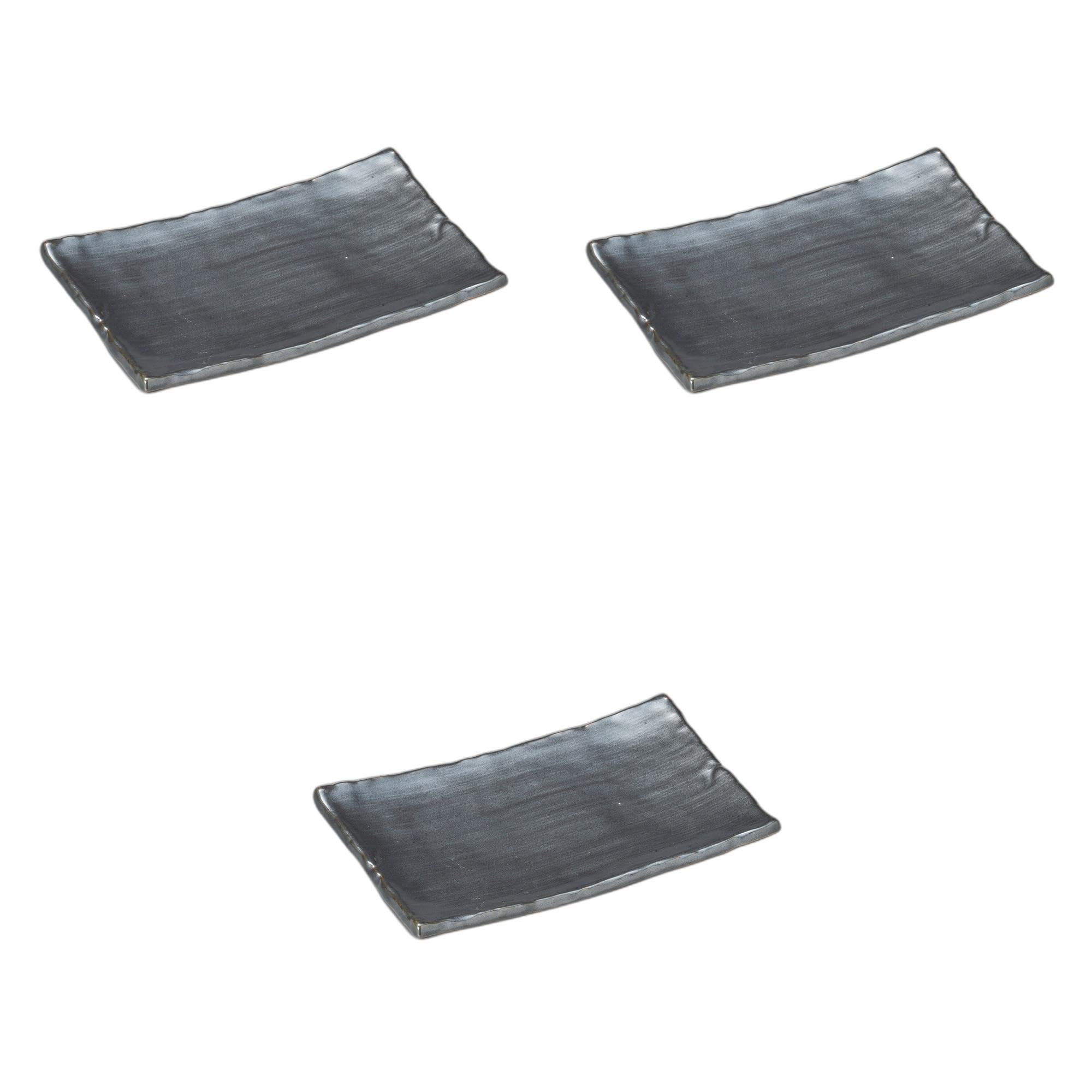 

Set of 3 Iron Crystal Rin Pottery Plates x x Ceramic Pottery Plates by Setomonohonpo [22 14.5 2.5 cm]