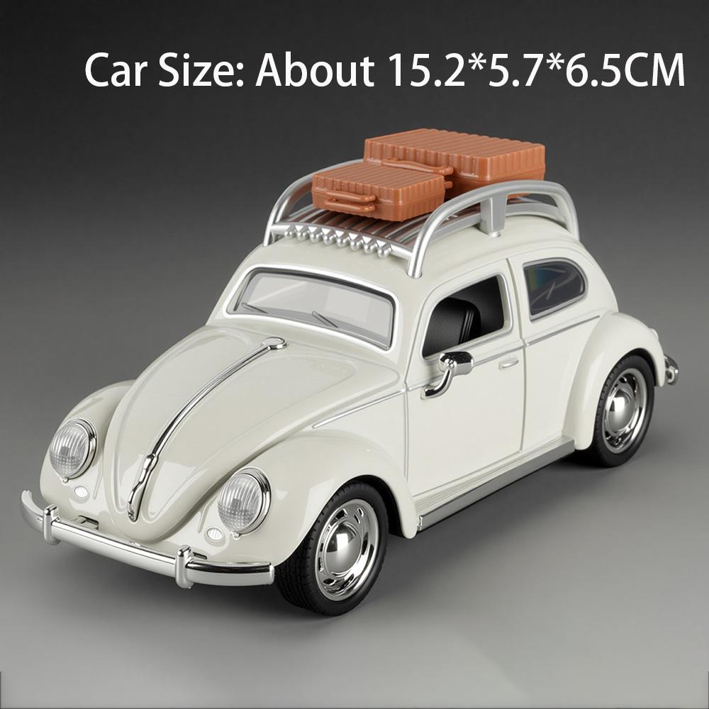 

1:32 Scale Bettle 1955 Car Model Toy Sound Light Doors Opened Miniature Models Pull Back Alloy Diecast Vehicle Hobby Collections