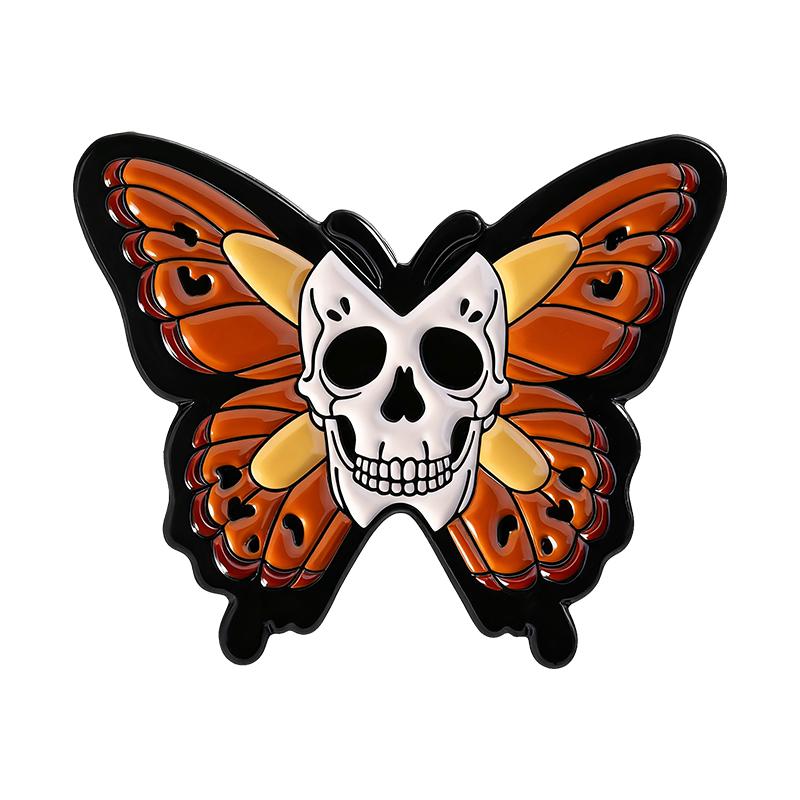 

Эмалевые значки-броши «Скелет бабочки и череп» Хэллоуин Хоррор Значки на лацкан Одежда Панк-украшения Подарок для детей Друзей