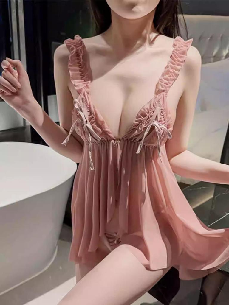 Enxi Women's Plus Size Lace Mesh Nightgown - Strappy, Sheer, Sexy Sleep Dress