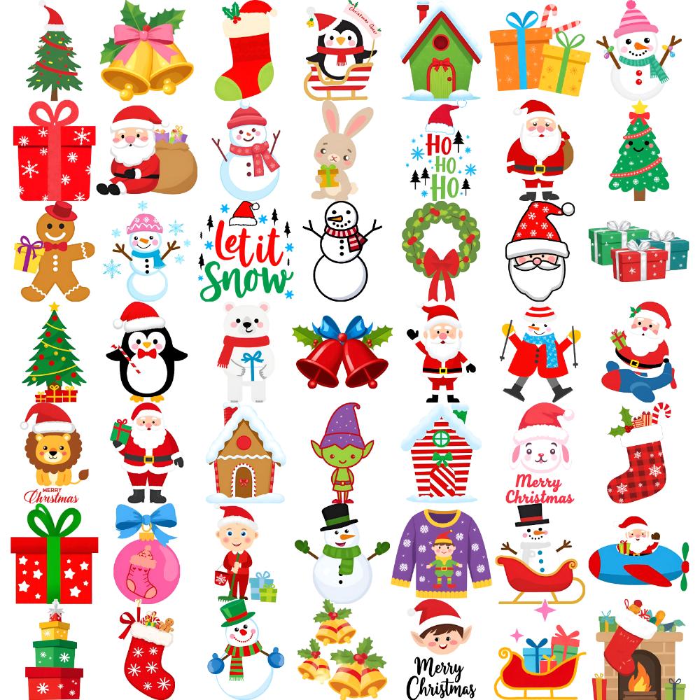 54pcs Temporary Tattoo Snowman Stickers Waterproof Long-lasting Body Stickers Christmas Tree Stickers Cartoon For Shoulders