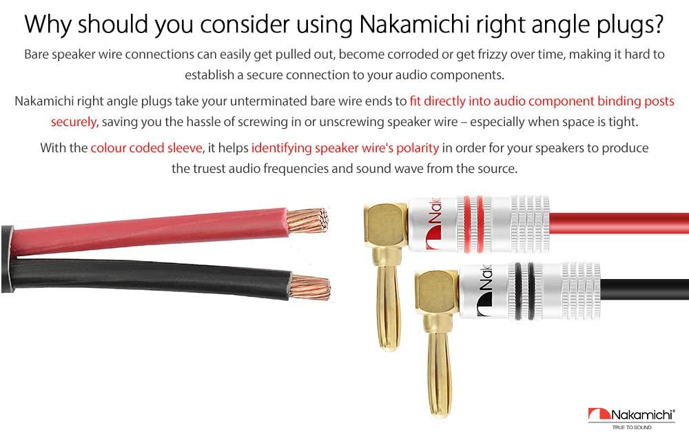 Nakamichi Excel Series 24K Gold Plated Banana Plugs 12 AWG 18 AWG Gauge Size 4mm Speaker Amplifier AV Stereo Home Theater Audio Wire Cable Screw
