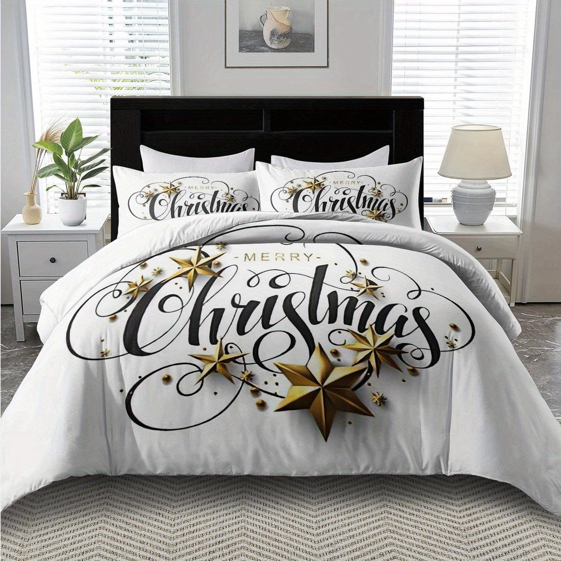 

Christmas Theme Duvet Cover Set - 2/3pcs Soft Comfortable Breathable Christmas Holiday Printed Bedding Set Christmas Gift EU Twin(135x200cm)