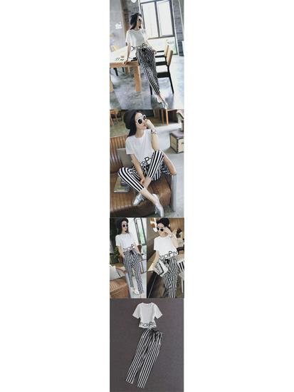 Women's 2024 Summer Short Sleeve T-shirt & Casual Pants Two-Piece Sports Set