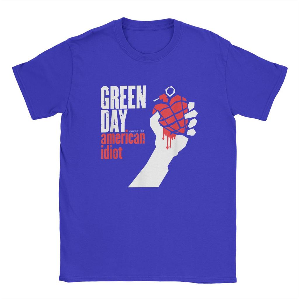 T-shirt da uomo Green Days American Idiot Vintage in puro cotone a maniche corte Harajuku Hip Hop per fan T-shirt girocollo