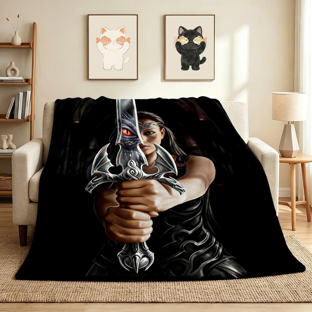 Dragon Sword Flannel Blanket Throw Blanket Soft Warm Sofa Bed Camping Home Decor Unique Christmas Gift Cs92252