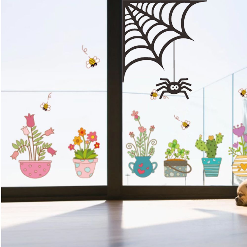 Waterproof DIY Prank Spider Web Window Halloween Decoration Decal Wallpaper Spider Sticker