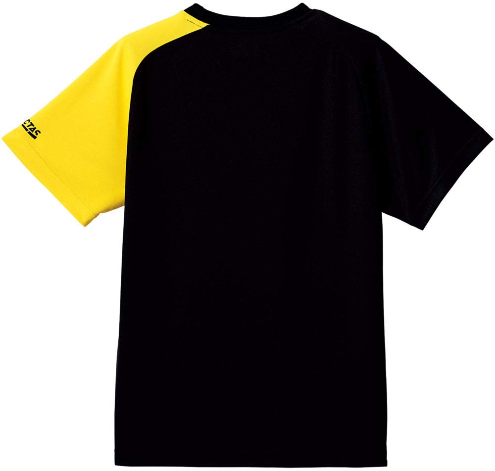 VICTAS Unisex Table Tennis Shirt Block Logo Tee (Black/Yellow, Medium, 632102)