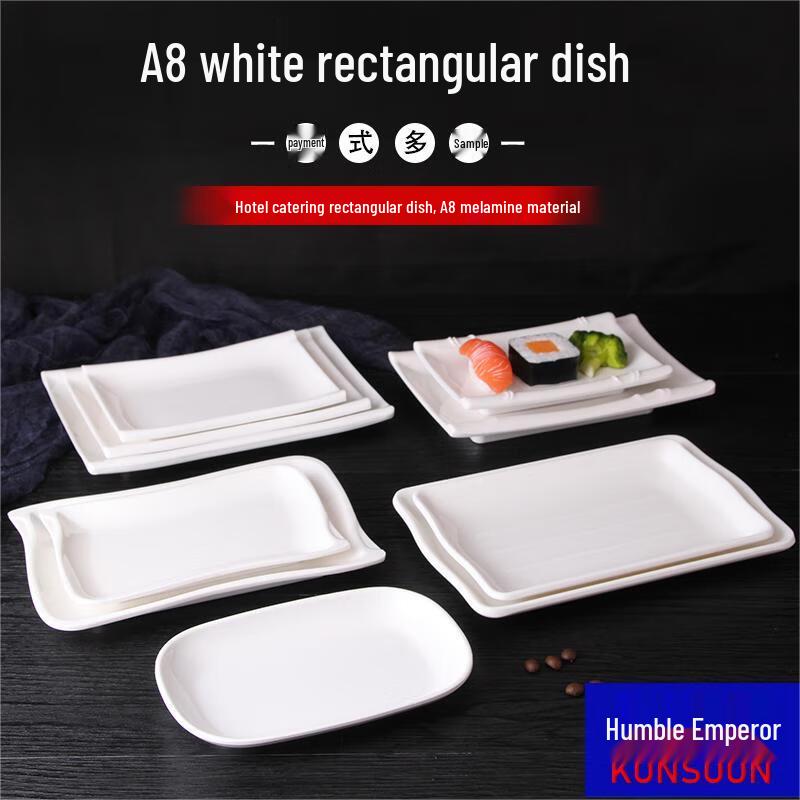 Qianxing A8 White Melamine Boat-Shaped Serving Plates