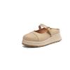 Maillard~ Woven splicing wedge heel slippers women's bag head half drag summer wear retro straw thick-bottomed cool slippers