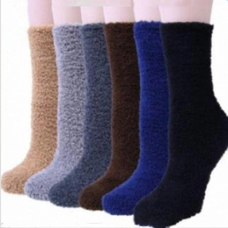 Men's Winter Coral Fleece Home Floor Socks Sleeping Tube Socks Solid Color Men's Socks