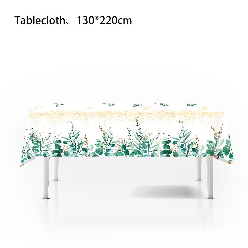 Eucalyptus Leaf-Themed Disposable Tableware Set for Baby Showers - Green Plates, Napkins, Cups, and Cutlery