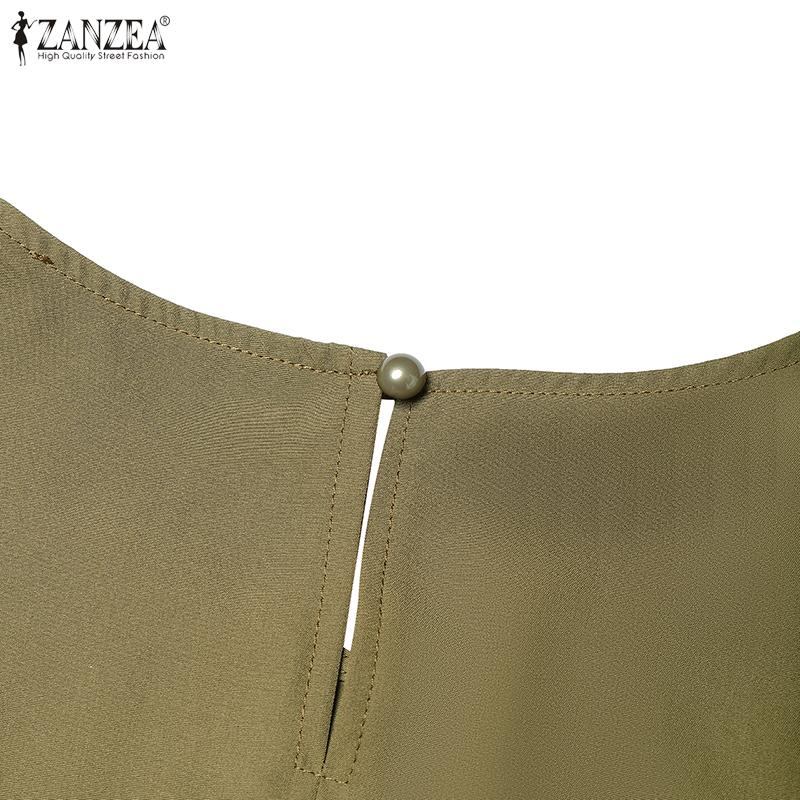 ZANZEA Rochie de vară cu mâneci scurte, ocazională, cu gât rotund