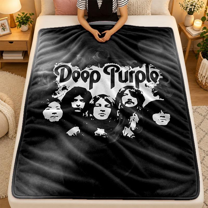 Flannel BlanketDeep Purple Warm Soft Throw Blanket for Indoor Sofa Bed Living Room Use