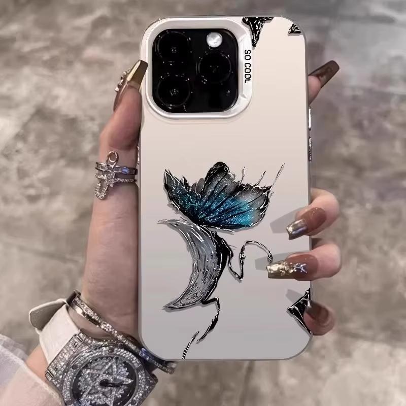 

Dark Blue Butterfly Art Phone Case for iPhone 17 16 15 14 13 12 11 Series Pro Max Plus iphone 16 Plus