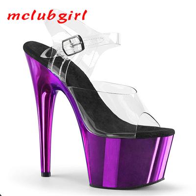 Mclubgirl Women's Shoes High Heel Sandals Simple Fashion Thin Heel Fish Mouth Dance Shoes 17cm Heel 7cm Platform YKC