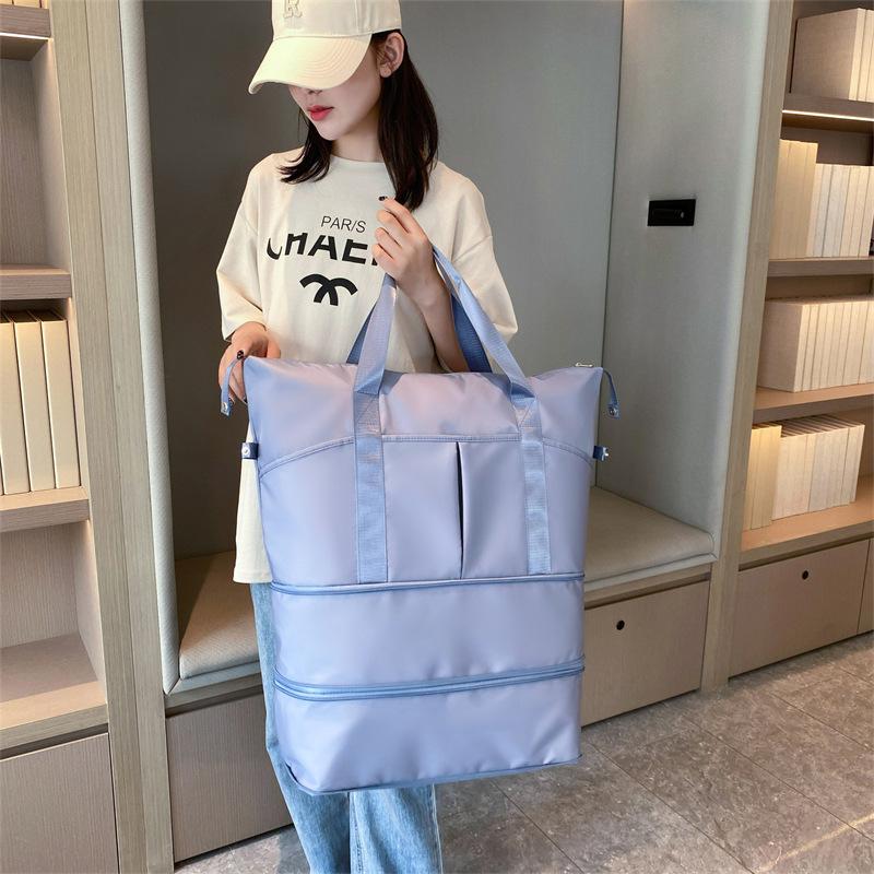 Double-layer expansion travel bag women's large-capacity short-distance portable maternity duffel bag dry and wet separation sports fitness bag