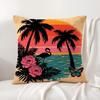 Tropical Palm Flamingo Cushion Cover Natural Linen Organic Fabric Double-Sided Printing Sofa Home Decor Gift Pillow Cover