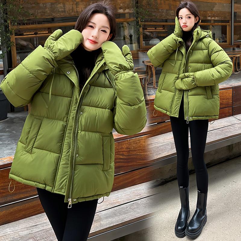 Women's large twill craft cotton-padded clothes, hooded waist, gloves, pockets, multi-color mixed batch live broadcast supply
