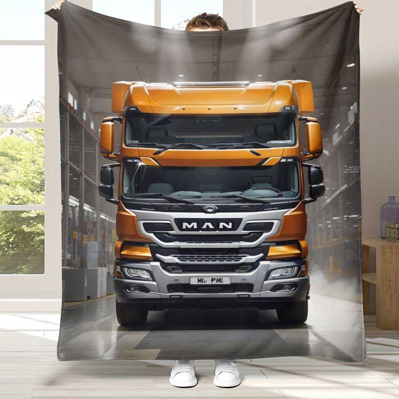 Klassische MAN LKW Flanelldecke, Ultraweiche Warme Plüschdecke für Zuhause Schlafzimmer Bett Sofa Abdeckung Büro Camping Picknick Geschenk