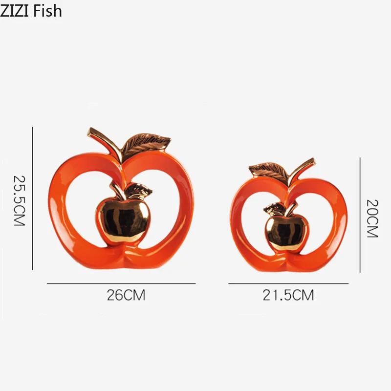 Ceramic Crafts Golden Apple Hollow Out Key Console Desktop Storage Organization Furnishings Ceramic Decorations Accessories