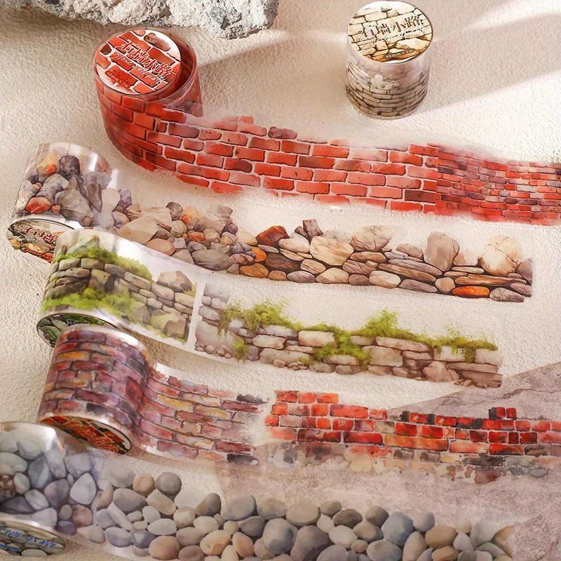 1Roll Tape Stone Wall Texture One Fine Day Priming Collage European Path Series Handbook Priming DIY Scrapbook Cut 40mm*2m