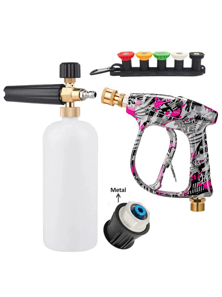 

Graffiti Pattern Car Wash Gun Full Kit, Foam Cannon, 5 Nozzles, Metal Bosch Adapter for Home and Garage Cleaning
