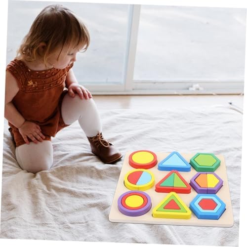 Toddmomy Wooden Geometric Shapes Puzzle for Toddlers, Educational Shape Color Learning Toy, Montessori Preschool Learning Puzzle for Boys Girls