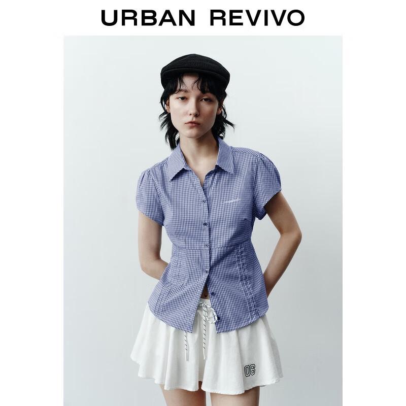 

UR 2025 Women s Color-block Plaid Cardigan Shirt L