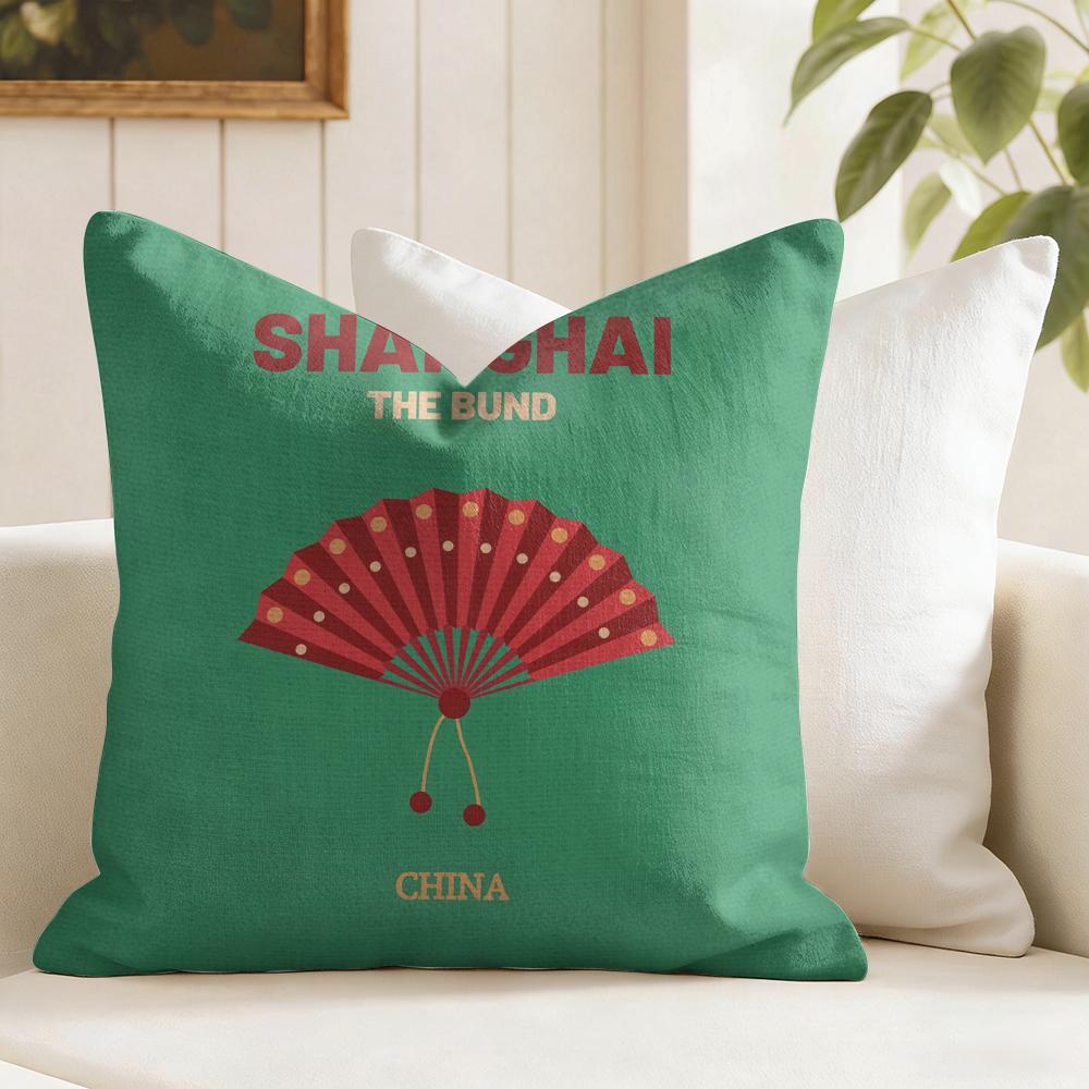 Bali Dubai Jaipur Travel Cushion Cover Eco Linen Pillow Case DoubleSided Print Breathable Durable Zipper Home Decor Gift