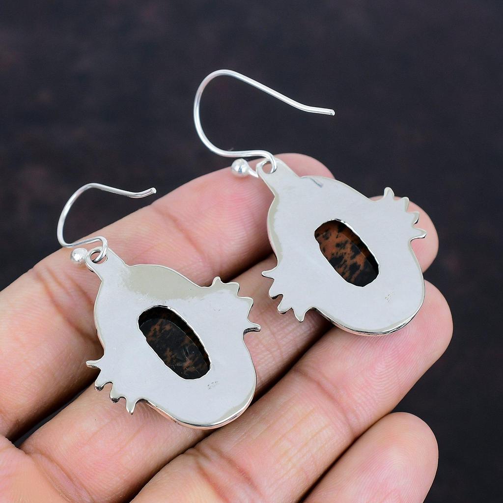 Mahogany Obsidian Earring 925 Sterling Silver Earring Top Quality Gemstone Earring Mahogany Obsidian Jewelry Gifts For Her Handmade Earrings