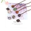 Natural Crystal Rough Stone Amethyst Round Winding Tree Of Life Pendant Necklace N647