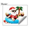 Home Beautification Stickers Christmas Santa Claus Window Clings, Summer Tropical on Pool Float Festive Storefront Glass Decals, Hawaii Beach Holiday