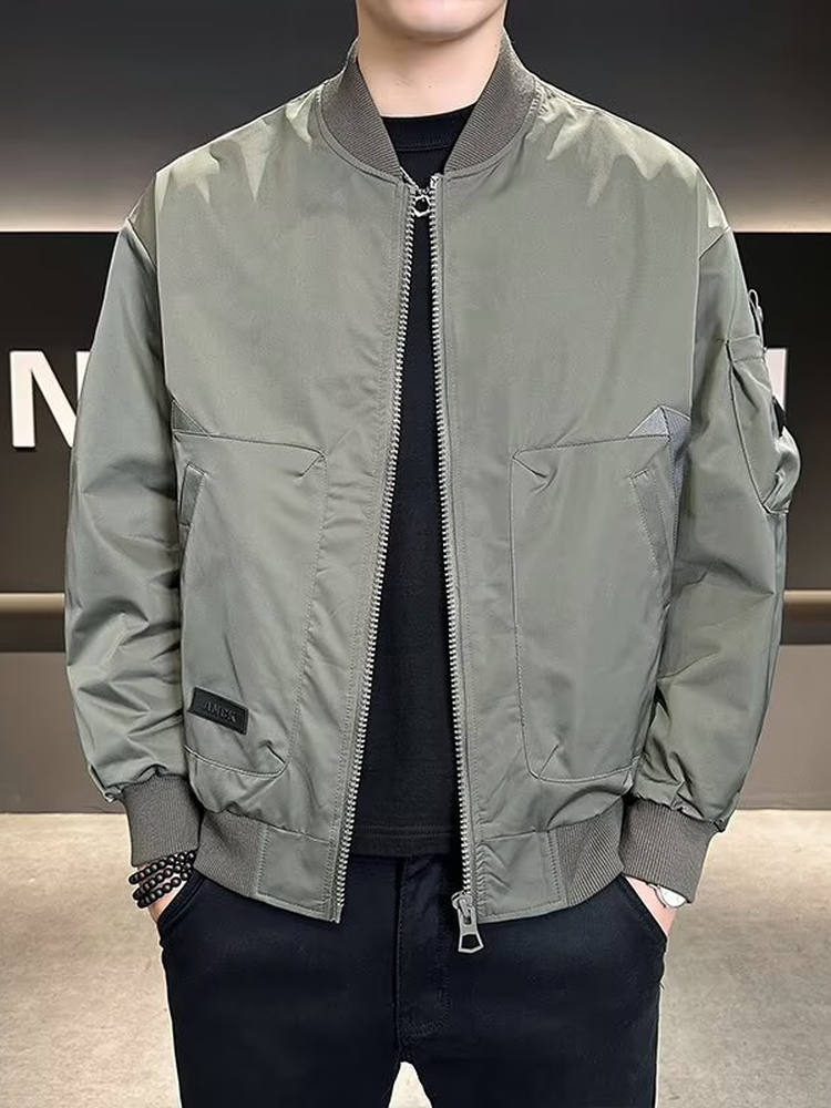 2025 New Jacket Jacket Men's Spring and Autumn 2025 New Simple Solid Color Versatile Ruffian Handsome Casual Baseball Jersey