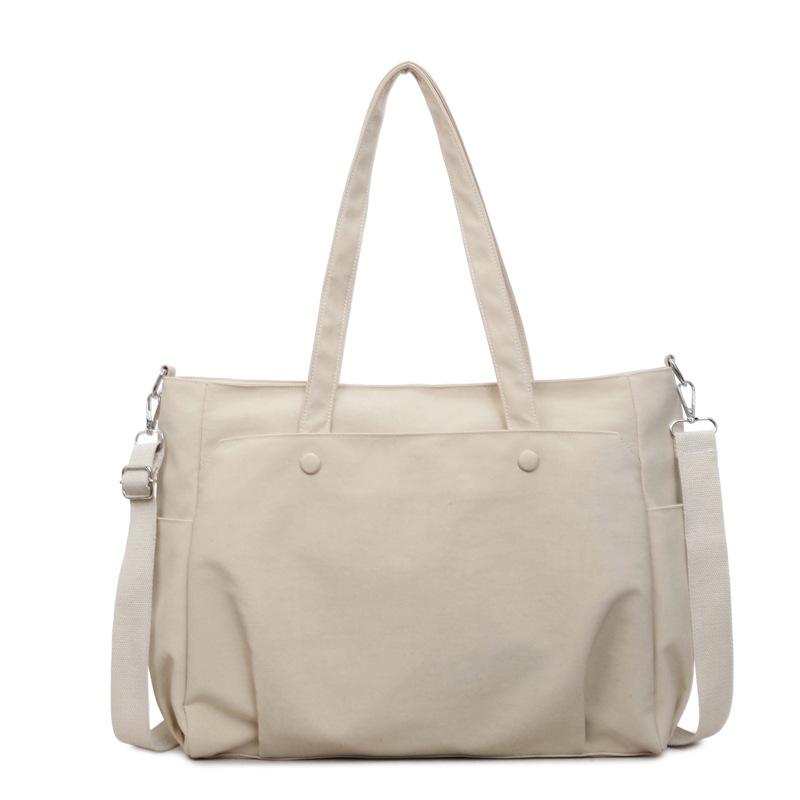 

New Canvas Top Handle Bags Women Large Capacity Student Commute Tote Shoulder Bag Simple Casual Versatile Texture Storage Bags белый